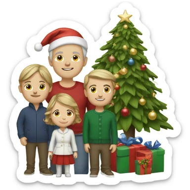 Caucasian Family at Christmas sticker