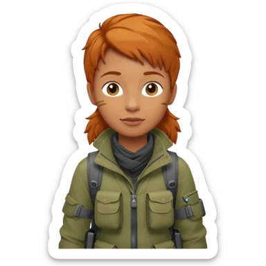 
wildlife photographer, trekking clothes, ginger hair sticker