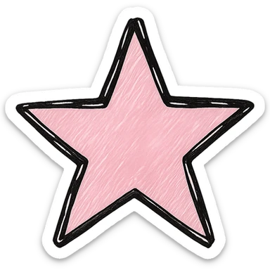 hand drawn outlined icon of a pink star, no fill, transparent background, thick lines sticker
