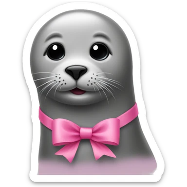 Seal with pink bow around its neck sticker