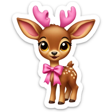 Bambi with a pink bow sticker