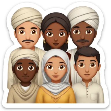 5 bestfriends: 1 Moroccan man, 1 Arab man, 1 Iranian girl, 1 Indian girl, 1 black man sticker