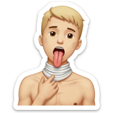 Guy grabbing his neck and choking with tongue out sticker