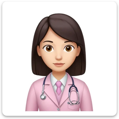 gastroenterologist with dark long straight hair and brown eyes, light pink theme, variation 3 sticker