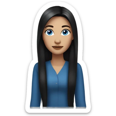 Woman with long black hair, blue eyes sticker