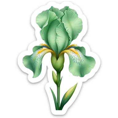 single Soft Green Iris, straight stem sticker