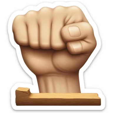 Side profile of a fist knocking on a plank of wood sticker