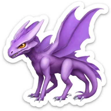 Mauve-violet-colored genesect-raptor-dragonkin-scalie-sona-Fakémon-hybrid with a mane on head and back full body sticker