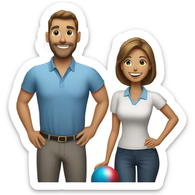 Husband and wife bowling sticker