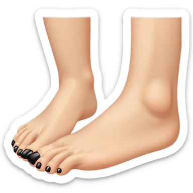 a foot toes with black toenail sticker