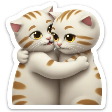 two cats hug each other sticker