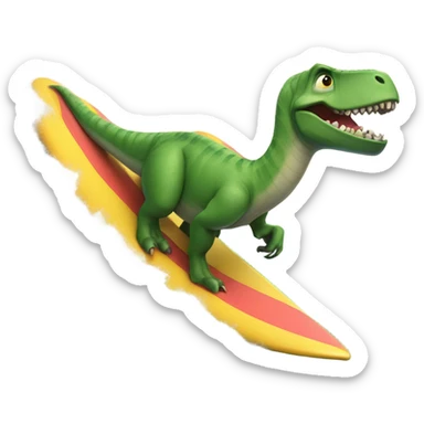 Dinosaur surfing sticker