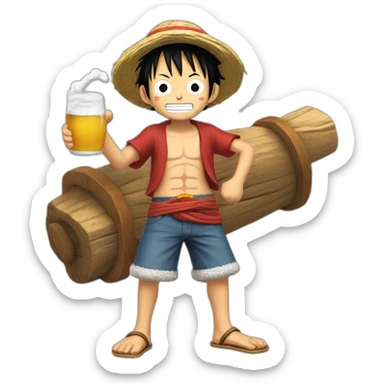 Luffy qui bois une bières sticker