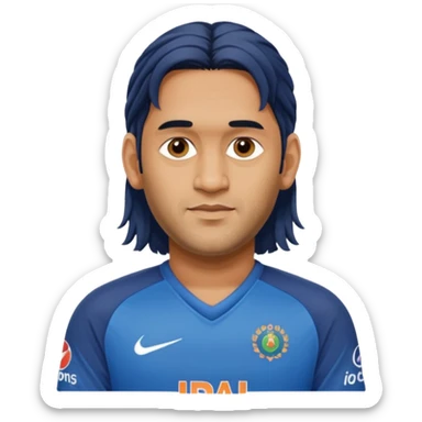 MS Dhoni with long hair sticker