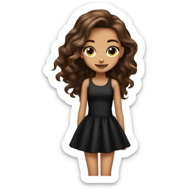 pretty girl brown long hair makeup with black kitten ondulada sticker