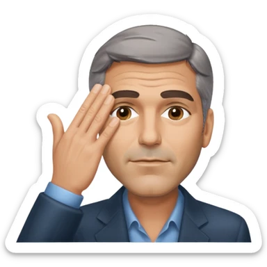 George clooney covering his eyes with his hand sticker