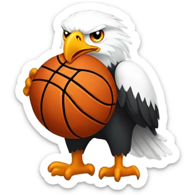 White and orange basketball jersey bald eagle sticker