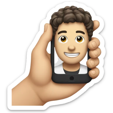 persona con celular en la mano sticker