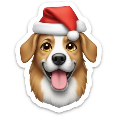 Dog in Christmas hat sticker