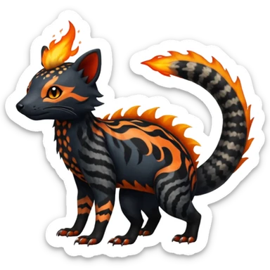 Rare exotic realistic cute epic aesthetic gothic colorful Salandit-Litten-Civet-species-Fakemon-hybrid-creature, with markings, full body sticker