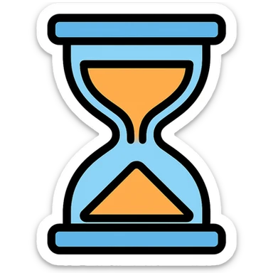 hourglass representing age sticker