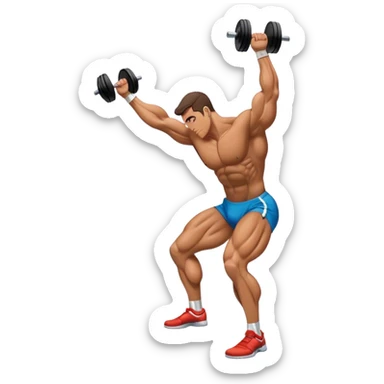 side-view bodybuilder on tip-toes performing weighted calf-raise sticker