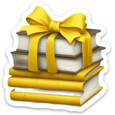 yellow books stacked up and tied together with yellow bow sticker