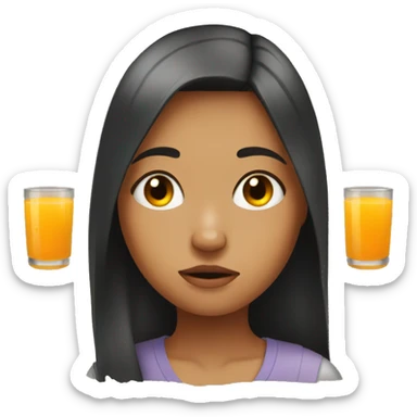 Realistic girl crying with orange juice sticker