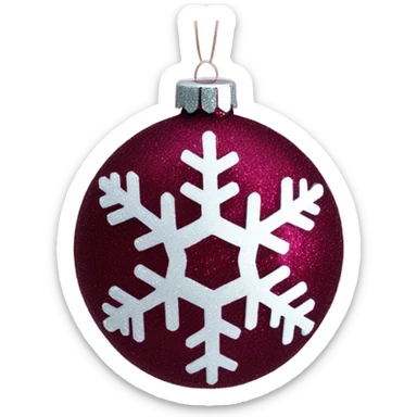 Burgundy Christmas ornament glitter with snowflake  sticker