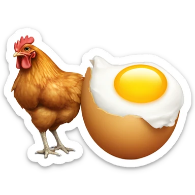 chicken eating an egg sticker