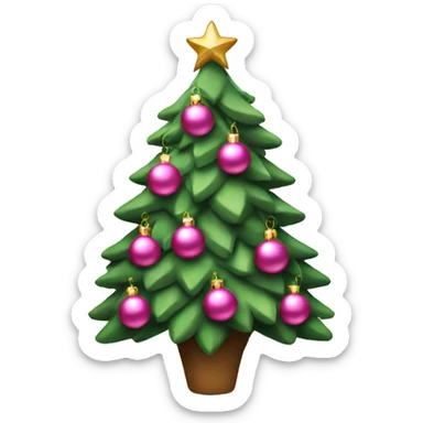 christmas tree with pink ornaments sticker