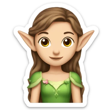 cute elf princess with brown hair sticker