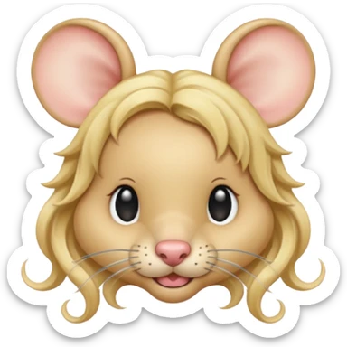 a mouse with two lip piercings and a septum ring ( in gold) with medium lengh blonde wavy hair sticker