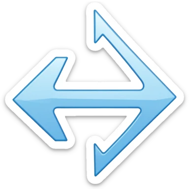 Extremely simplistic white arrow with light blue outline pointing. make the point only on one side sticker