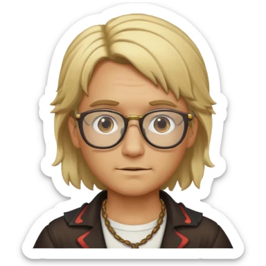 Create an avatar squared no background with a pirate with glasses and blonde hair sticker