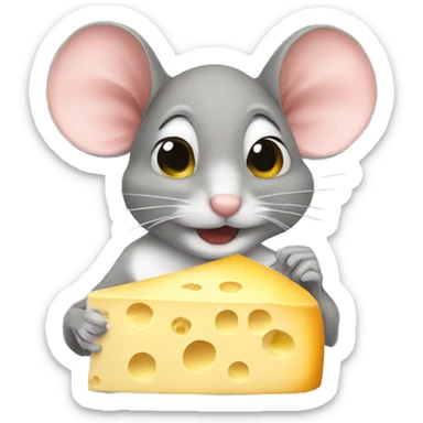 Mouse eating cheese  sticker