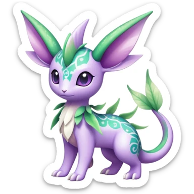 Shiny Exotic Cute Adorable Majestic Ethereal Sparkly Flygon-Espeon-Meganium-Shaymin-Hybrid-Creature with pattern-markings sticker