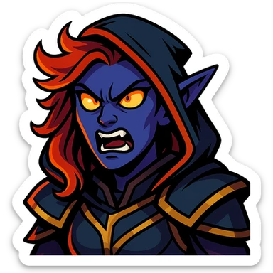 vibrant toon style illustration of Umbralma from Baldur's Gate 3 with angry expression sticker