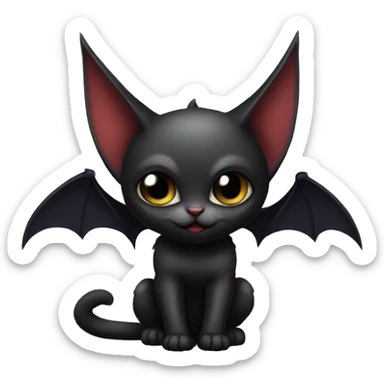 Black-Vampire-Batty-Cat-Fakémon-Cat With Bat-wings as ears  sticker