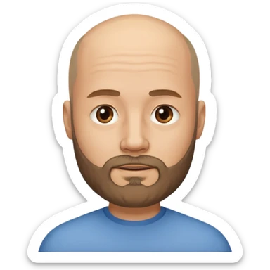 men without winkles with beard almost bald, slim sticker