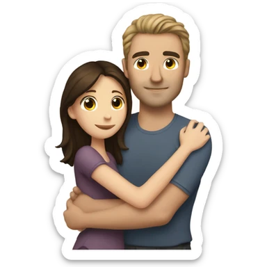 caucasian man hugging brunette girl sticker