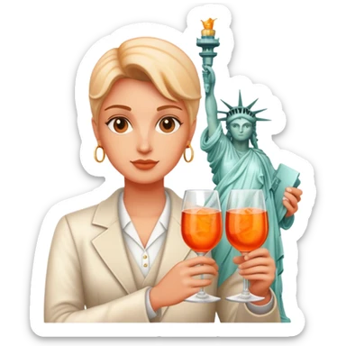REPLACE THE TORCH OF THE STATUE OF LIBERTY FOR A GLASS OF APEROL SPRITZ sticker