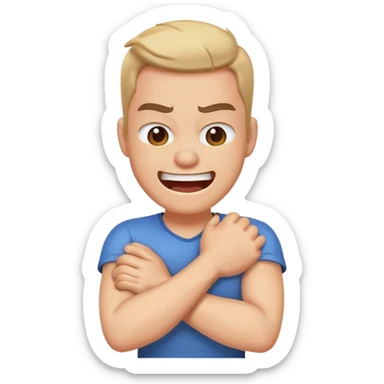 arms crossed holding neck angry laughing sticker