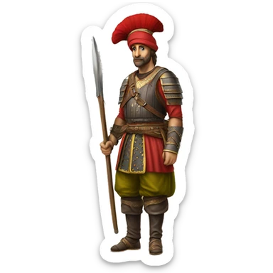 A full-length serious ottoman janissary photorealistic serious sticker