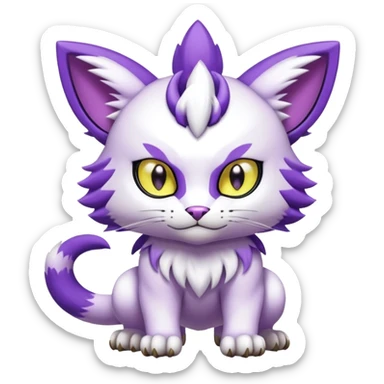  Shiny Soft Smooth Meicoomon-Gatomon-Liepard-Pokémon-Digimon-Fakémon-fusion-hybrid-creature sticker