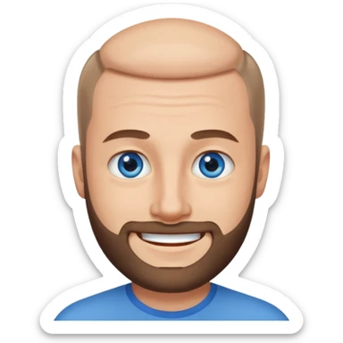 homme yeux bleus presque chauve et une barbe courte moins de chevaux et sourir sticker