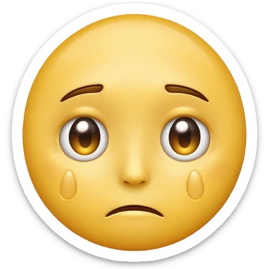 A regular yellow  skin, round face emoji looking straight at me not smilling, just staring with a tear rolling down its cheek sticker