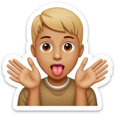 My hands out and sticking my tongu out sticker