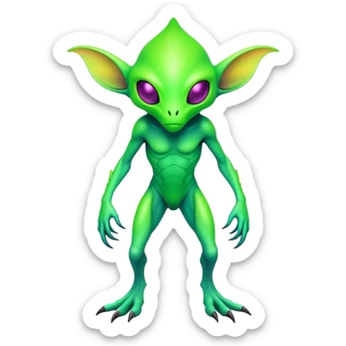 Tropical futuristic lush cool edgy neon Fionbri-Vernid-alien-creature (full body) sticker