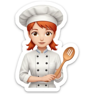 Red headed girl chef  sticker